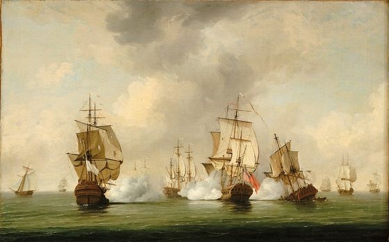 Brooking,  Commodore Walker's Action: the Privateer Boscwan Engaging a fleet of French Ships 1745