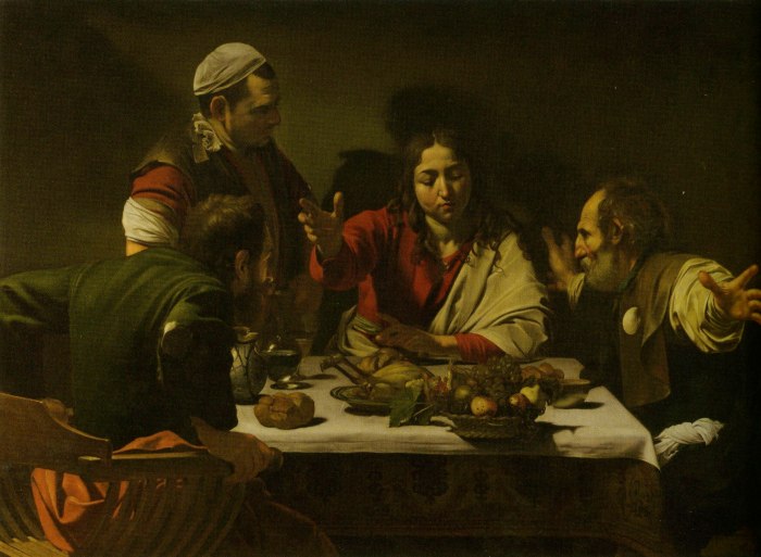 Caravaggio painting, Supper at Emmaus, 1601