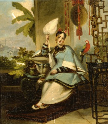 Portrait of a Girl, Seated Small Full-length Blue Robe