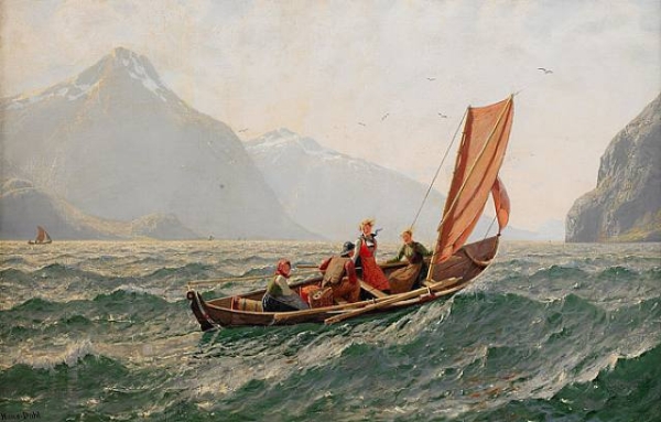 Dahl,  Fjord with Sailing Boat