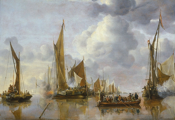 Cappelle, Home Fleet Saluting the Barge, 1650