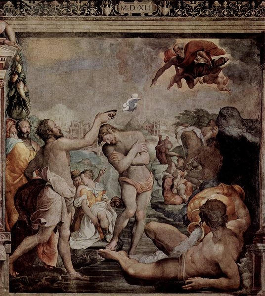 del Conte, Detail of Fresco (Baptism of Christ)  1541