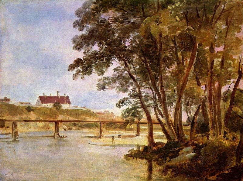 Dillis painting,Landscape with a River and Bridge