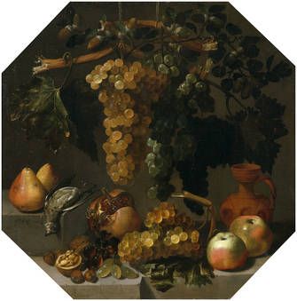 Espinosa, Octagonal Still Life with Grape Bunches