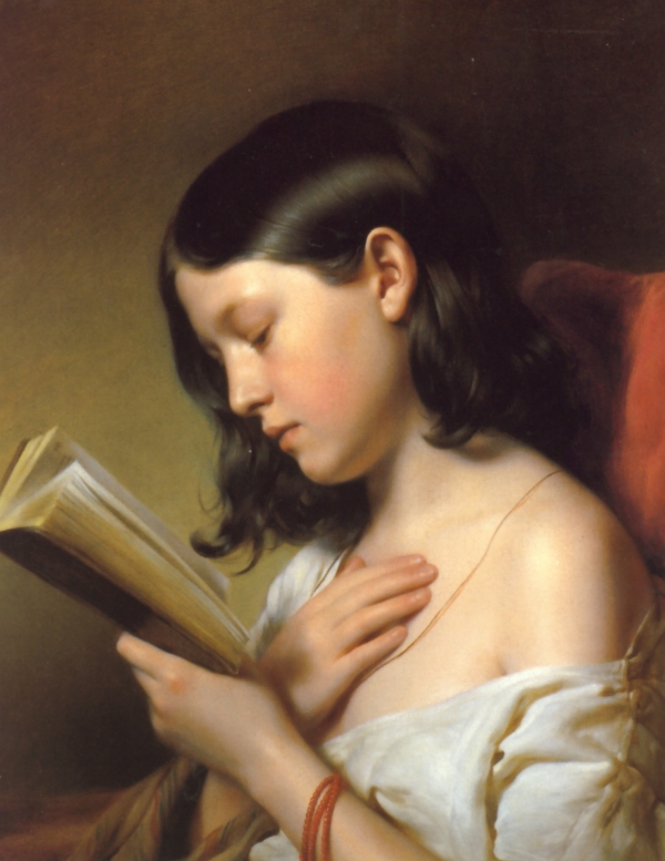 Franz Eybl painting, Girl Reading, 1850