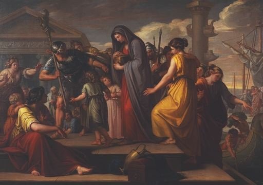 Hamilton painting, Agrippina Landing at Brindisium with the Ashes of Germanicus