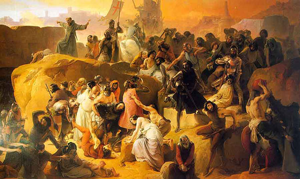 Hayez painting, Crusaders Thirsting Near Jerusalem