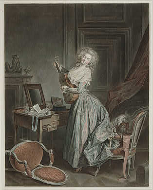 Janinet painting, A Woman Playing the Guitar