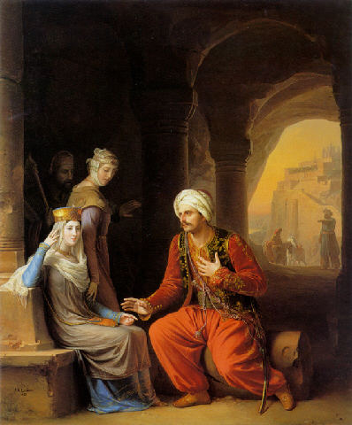 Laurent painting, The Meeting of Eleanor Guyenne and the Sultan of Iconia