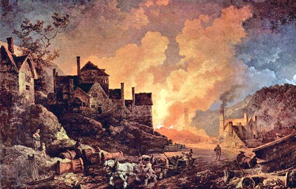 Loutherbourg painting, Coalbrookdale by Night