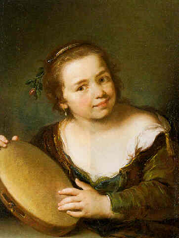 Maggiotto painting, Girl with a Tambourine