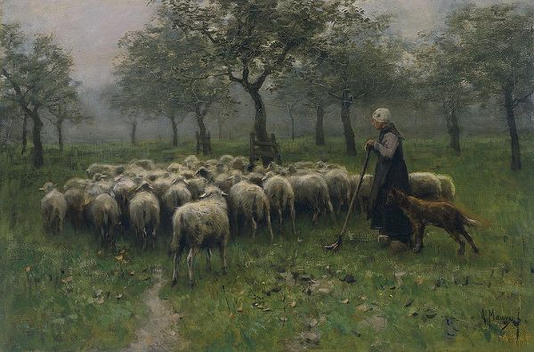 Mauve, Shepherdess with a Flock of Sheep 