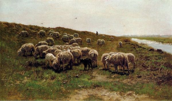 Mauve, Sheep on a Dyke undated