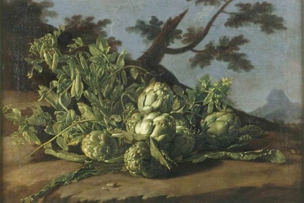 Meléndez, Still Life with Artichoke and Peas
