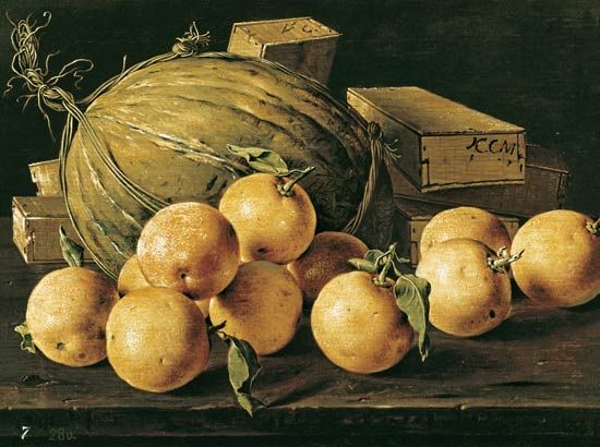 Meléndez, Still Life with Oranges and Melon