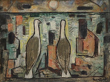 Nordfeldt, Two Birds Watching, 1952