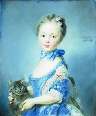 perroneau painting, Girl with a Kitten