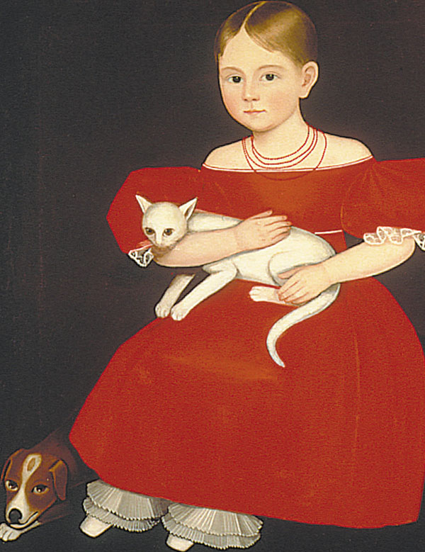 Young Girl with a Cat and Dog
