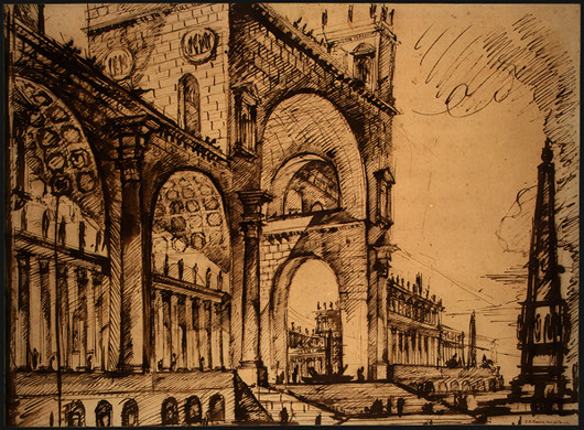 Piranesi work, Fantasy of a Magnificent Wall Monument 1765