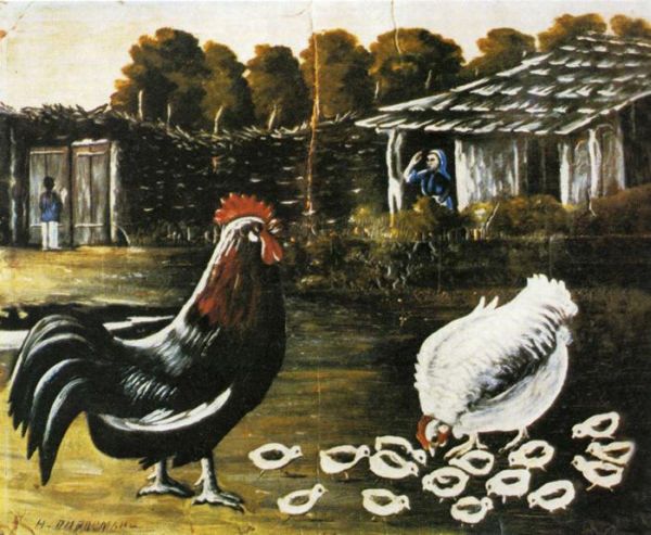 Pirosmanashvili, Rooster and Hen with Chicks