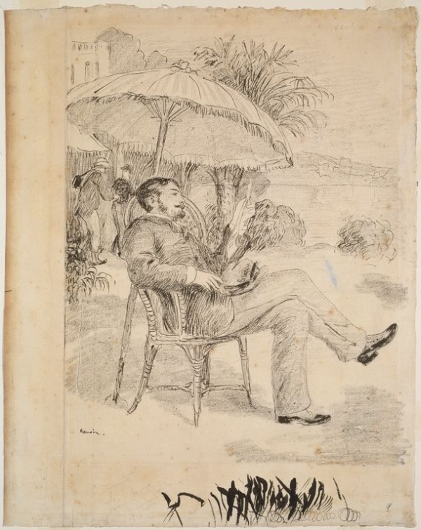 Renoir sketch, On the Terrace of a Hotel in Bordighera: The Painter Jean Martin Reviews his Bill, 1881