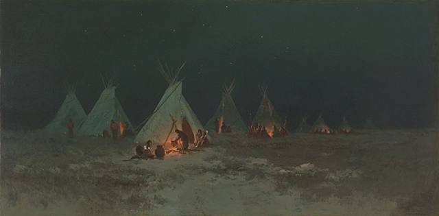 Sioux Village At Night