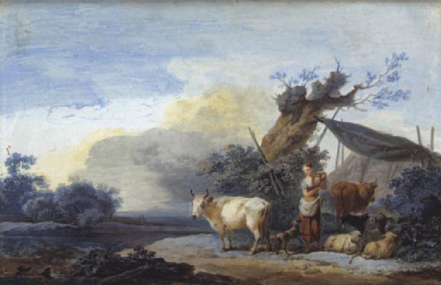 Schallhas painting, Landscape with Shepherdess and Herd
