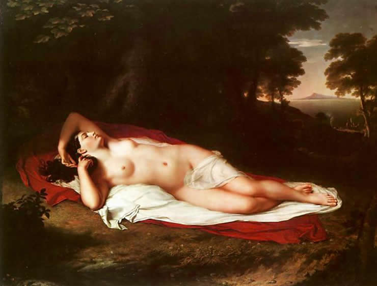 Vanderlyn painting, Ariadne Asleep on the Island of Naxos 1814