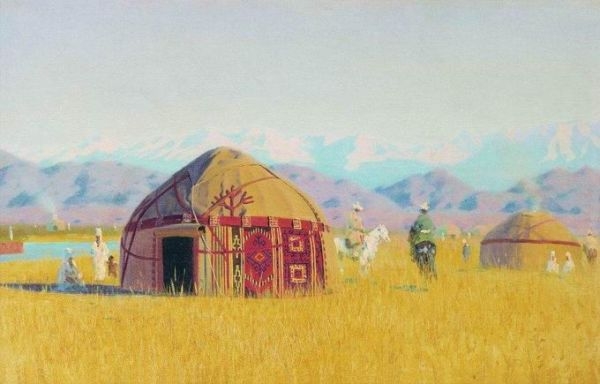 Vereshagin, Scene of a hut in a field