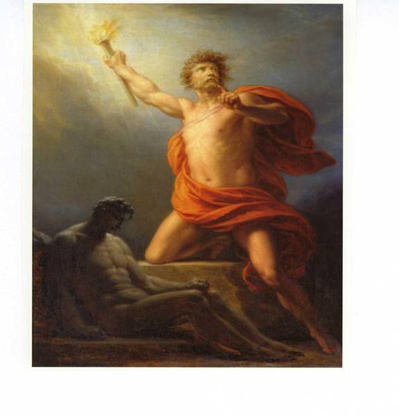 von Fuger painting, Prometheus Brings Fire to Mankind