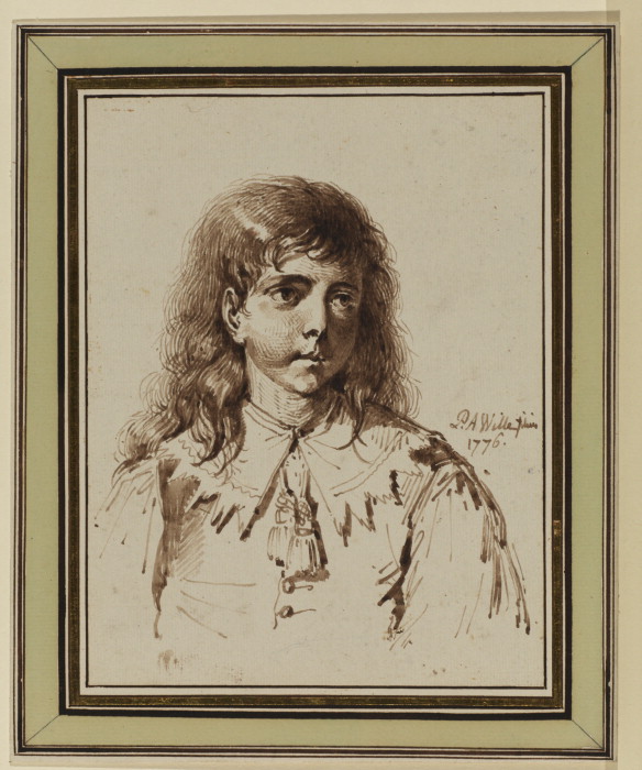 Pierre-Alexandre Wille, Bust Portrait of A Boy in Van Dyck Dress