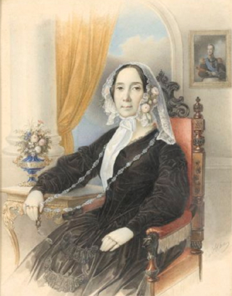 5. Portrait of Julie Greigh. C. 1850. Watercolor, pencil, gouache on paper. Art Museum of Estonia. 