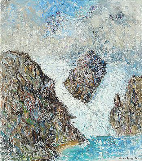 1. Greenlandic landscape with glacier. Oil on canvas. 31.1 x 27.2 in. 