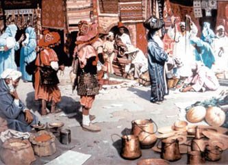 2. Market in Marrakech. 1989.  Oil painting. 